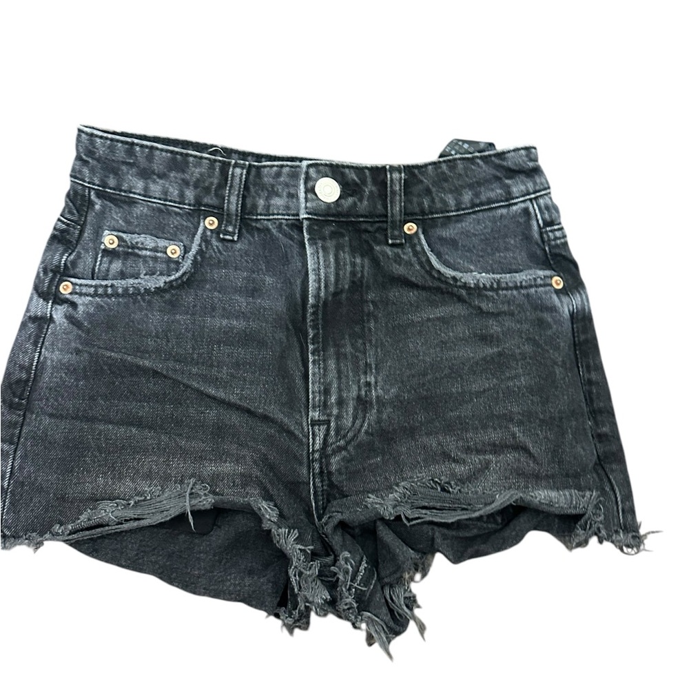 Zara Black Jean Shorts‎ High-Waisted Distressed